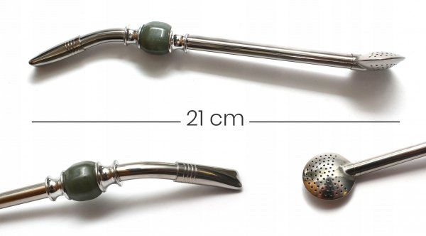 Bombilla nierdzewna INOX Royal Grande Gris Yerba Mate + szczoteczka 21cm