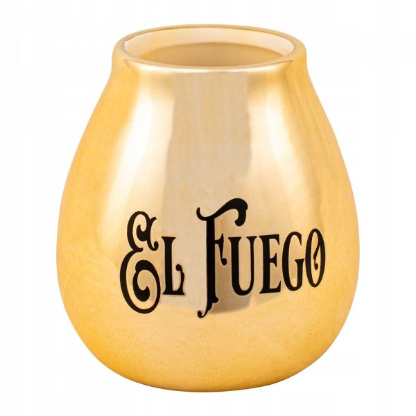 Matero Yerba Mate ceramiczne Złote El Fuego GOLD