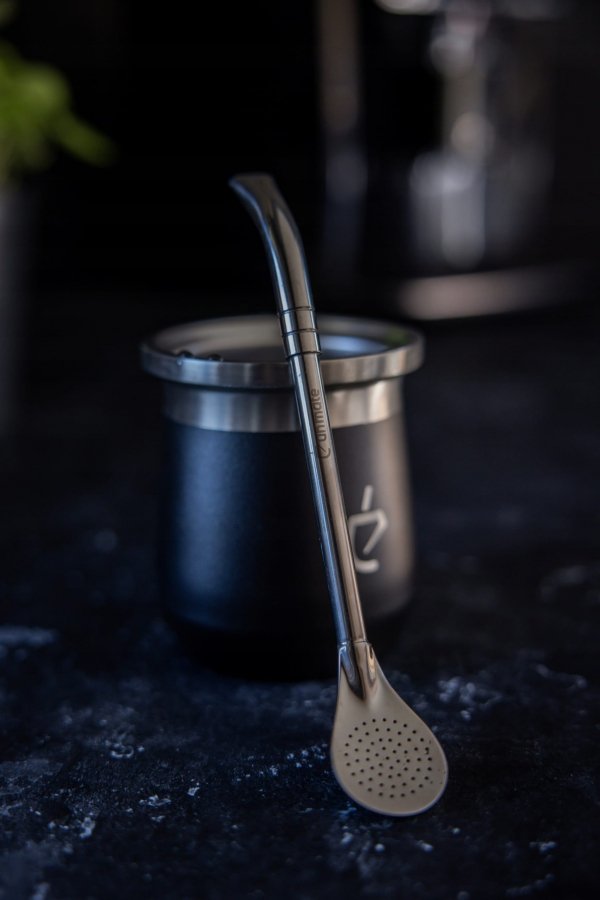 REWOLUCYJNY zestaw yerba mate Termolid DualFlow Black PRO: matero, bombilla