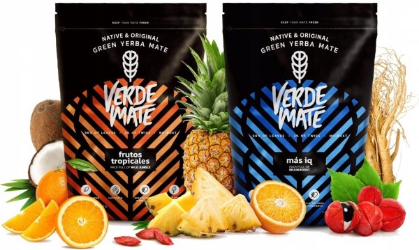 Yerba Verde Mate Frutos Tropicales 400g + Verde Mate Green Mas IQ 400g
