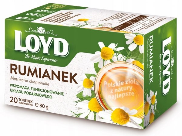 Herbata Ziołowa Rumianek z Polskich Ziół 20 Torebek Koszyczek Rumianku LOYD