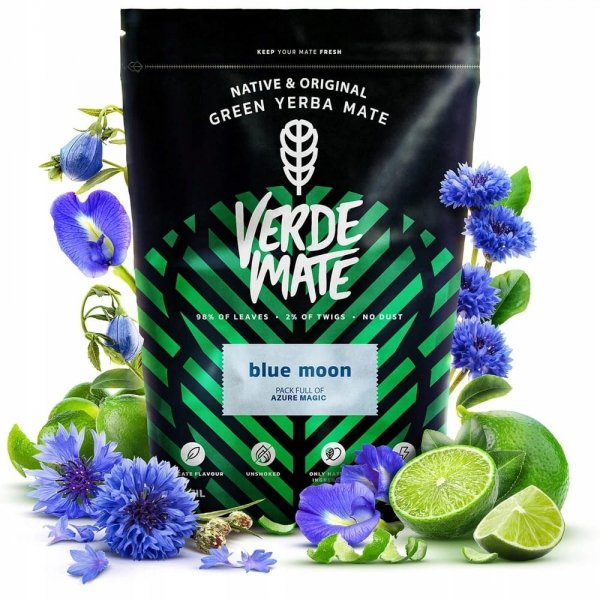Yerba Mate Verde Mate Green Blue Moon 500g 0,5kg Limonka Klitoria Pea Tea