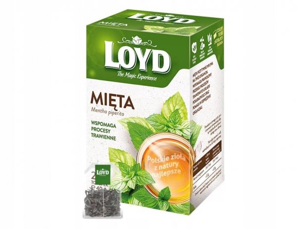 Herbata Miętowa Ziołowa Polska Mięta Pieprzowa 20 Torebek NA TRAWIENIE LOYD
