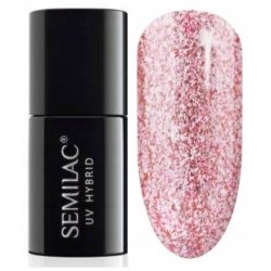 SEMILAC 295 PEACH PINK SHIMMER LAKIER HYBRYDOWY 7 ML BROKAT