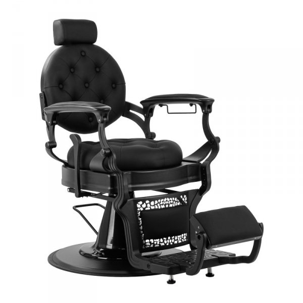 Fotel barberski Gabbiano Niccolo czarny z czarną podstawą