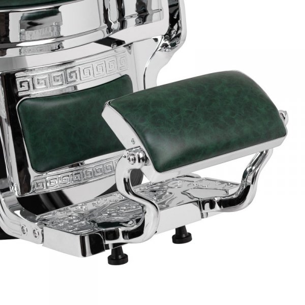 Gabbiano fotel barberski President Zielony z chromowaną ramą