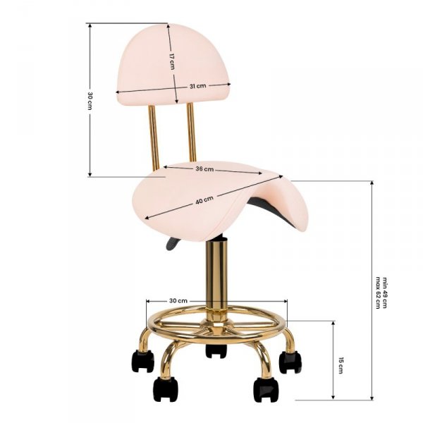 Taboret kosmetyczny 6001-G złoto - różowy 2 gat