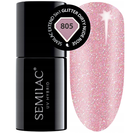 SEMILAC 805 EXTEND 5W1 GLITTER DIRTY NUDE ROSE LAK