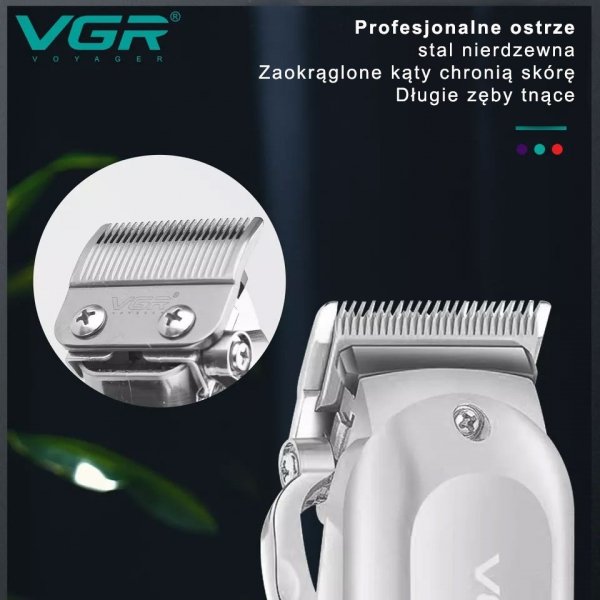 VGR V-278 Maszynka fryzjerska wyświetlacz srebrna