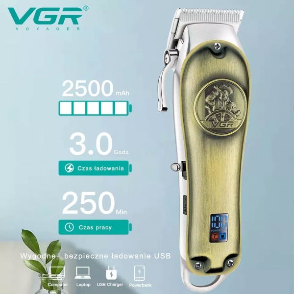 VGR V-658 Metalowa maszynka wyświetlacz złoto-srebrna