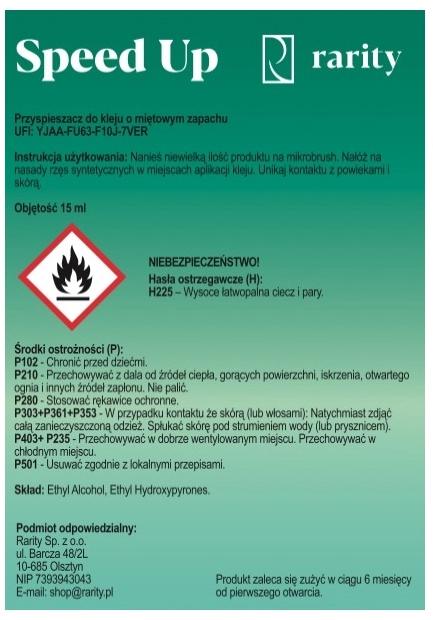 Przyspieszacz do kleju 15ml Miętowy/Różany RARITY