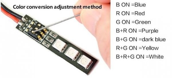 3-diodowa płytka z oświetleniem LED (12V 240mW, 7 kolorów)
