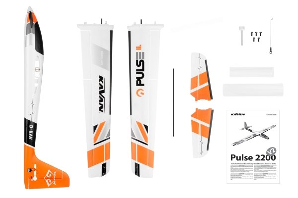 Motoszybowiec PULSE 2200 V2 ARF - 220cm rozpiętości, 6 serw, silnik i regulator 50A