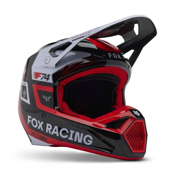 FOX KASK OFF-ROAD JUNIOR V1 RACE SPEC FLUORESC RED