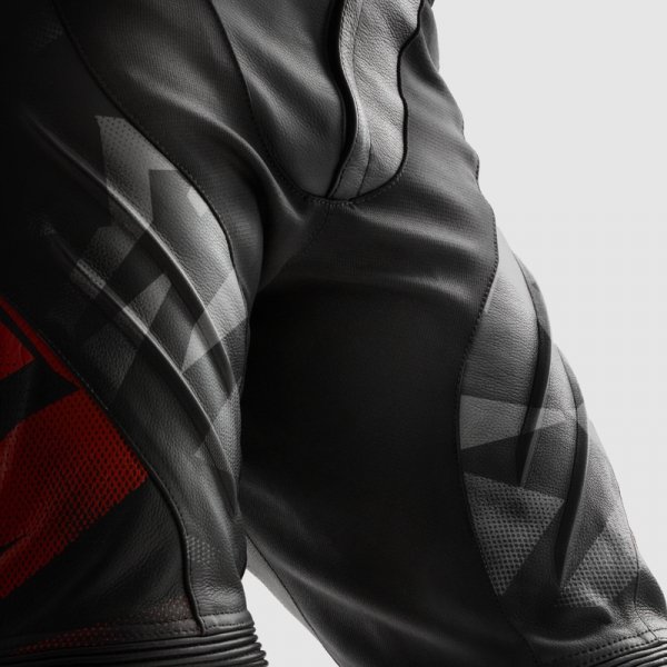REBELHORN SPODNIE SKÓRZANE INFERNO BLACK/FLUO RED