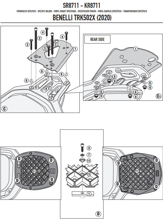 GIVI STELAŻ KUFRA CENTRALNEGO MONOLOCK BENELLI TRK