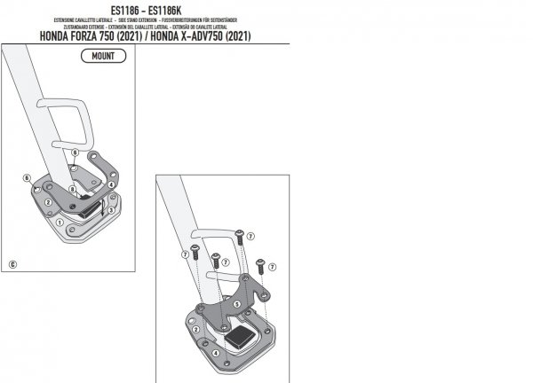 GIVI POSZERZENIE DODATKOWE STOPKI Honda Forza 750
