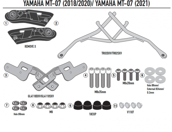GIVI STELAŻ SAKW BOCZNYCH YAMAHA MT-07 (18 > 20)