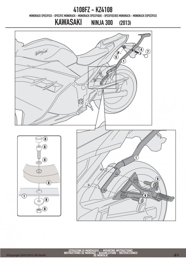 KAPPA KZ4108 STELAŻ KUFRA CENTRALNEGO KAWASAKI NINJA 300