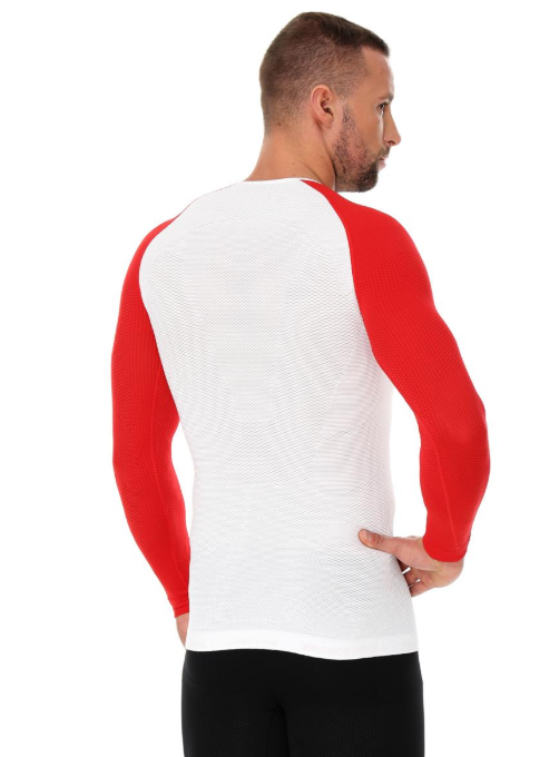 Brubeck LS13190 Koszulka męska 3D Husar PRO z długim rękawem biały/czerwony