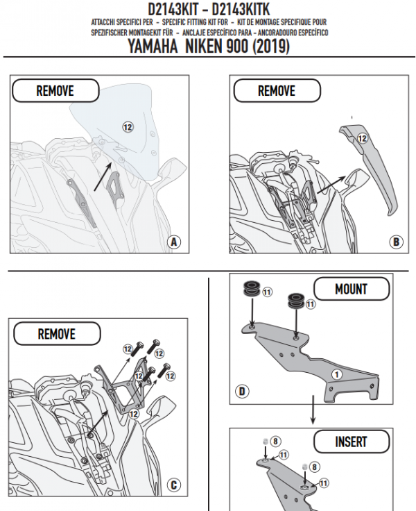 GIVI MOCOWANIE SZYBY D2144ST GID2143KIT