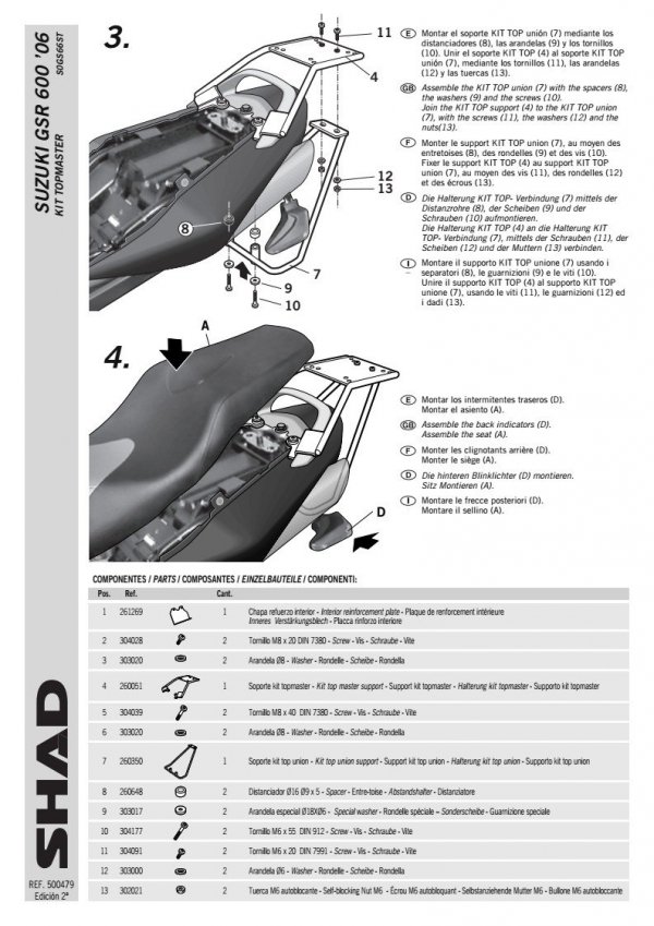 STELAŻ SHAD KSHS0GS66ST SUZUKI GSR-600 - 05/11