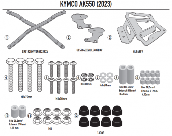 KAPPA STELAŻ KUFRA CENTRALNEGO KYMCO AK 550 PREMIU
