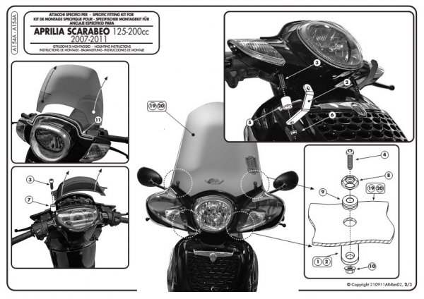 KAPPA A154A MOCOWANIE SZYBY APRILIA SCARABEO 125-200 (07-06, 11-14)