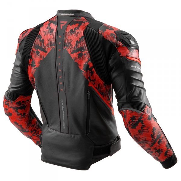 REBELHORN KURTKA SKÓRZANA VELOCE CAMO BLA/FLUO RED