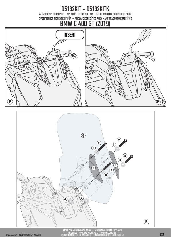 GIVI D5132KIT MOCOWANIE SZYBY 5132DT