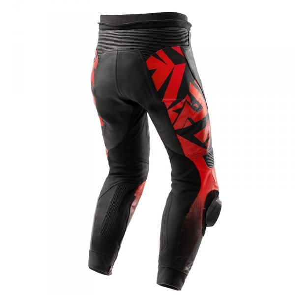 REBELHORN SPODNIE SKÓRZANE INFERNO BLACK/FLUO RED