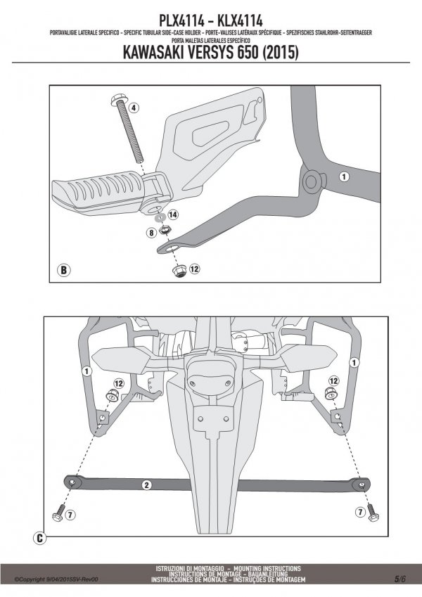 GIVI PLX4114 stelaż boczny v35 Versys 650 15>17