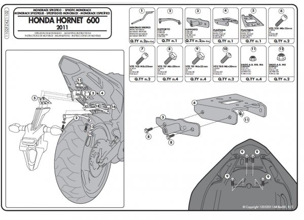 Kappa KZ1102 stelaż centralny Hornet 600 /CBR 600