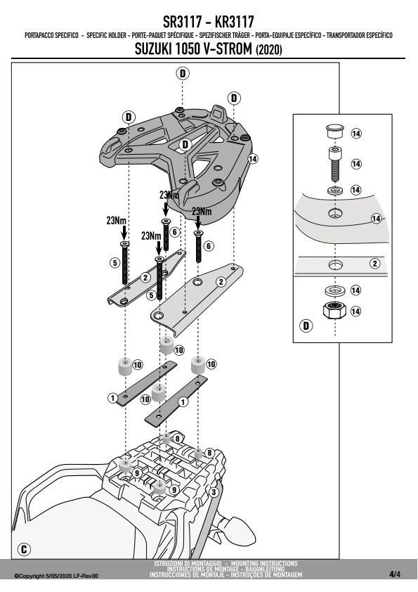 GIVI SR3117 STELAŻ KUFRA CENTRALNEGO (BEZ PŁYTY) SUZUKI