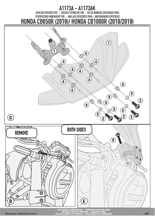 GIVI A1173A MOCOWANIE SZYBY 1173S