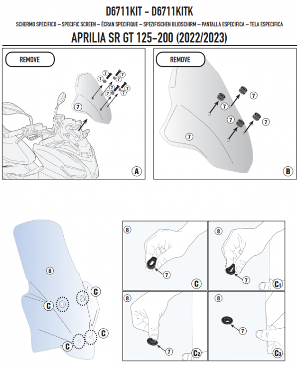 GIVI MOCOWANIE SZYBY 6711DT GID6711KIT