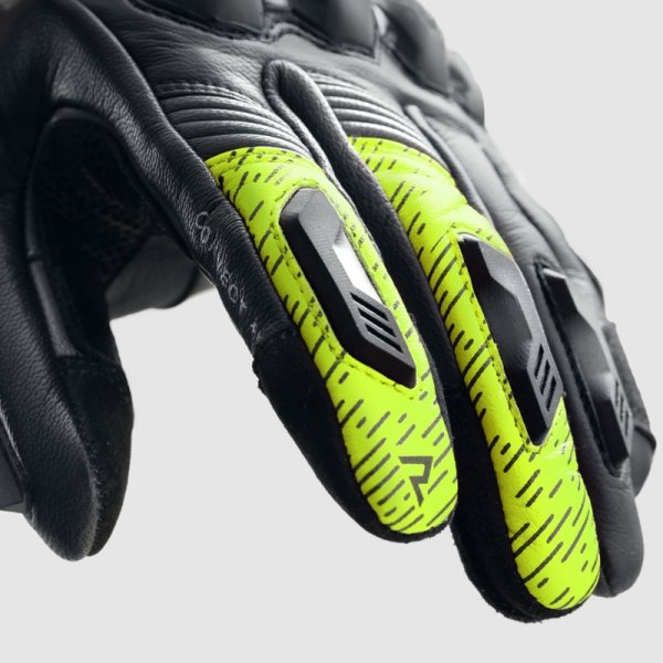 REBELHORN RĘKAWICE SKÓRZANE VIPER BLACK/GRE/FL YEL