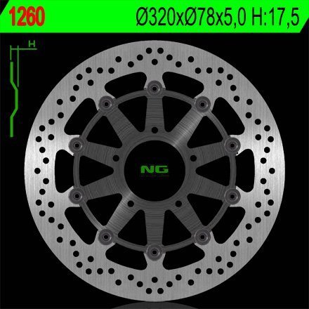 NG1260 TARCZA HAMULCOWA TRUMPH TIGER 1050 '07-'15, SPEED TRIPLE 1050 '05-'13 (320X78X5) (5X10,5MM)