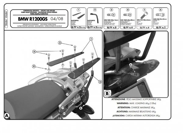 Mocowanie Givi SR684 na bagaznik BMW R1200GS '04 - '12