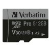 Karta pamięci Micro SDXC Verbatim Pro U3 512GB (100/90 MB/s) Class 10 U3 V30