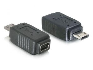 Adapter USB Mini(F) - USB Mikro(M) (niklowane styki)