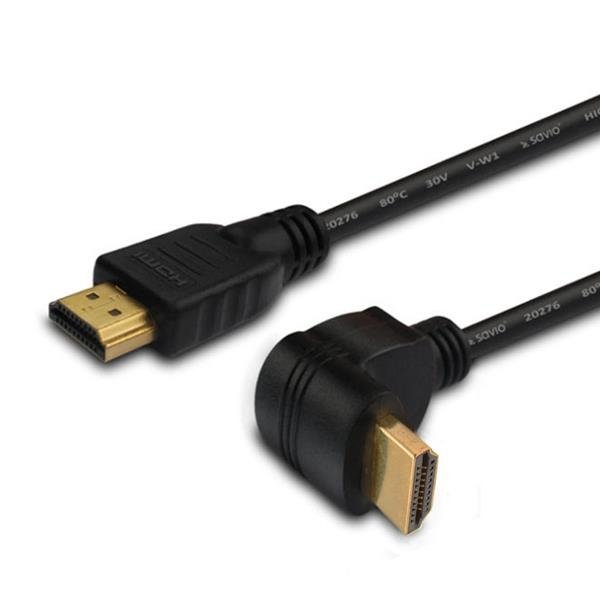 Kabel HDMI Savio CL-108 1,5m, OFC, 4K, czarny, złote końcówki, v2.0, kątowy