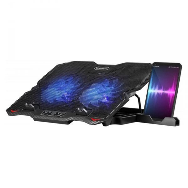 Podstawka chłodząca Defender NS-508 laptop notebook 15.6&quot; 2xUSB 2 fans podświetlenie RGB + uchwyt smartfon