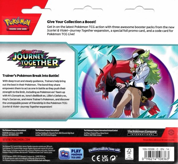 Pokemon TCG: Scarlet &amp; Violet - Journey Together - 3-Pack Blister - Scrafty
