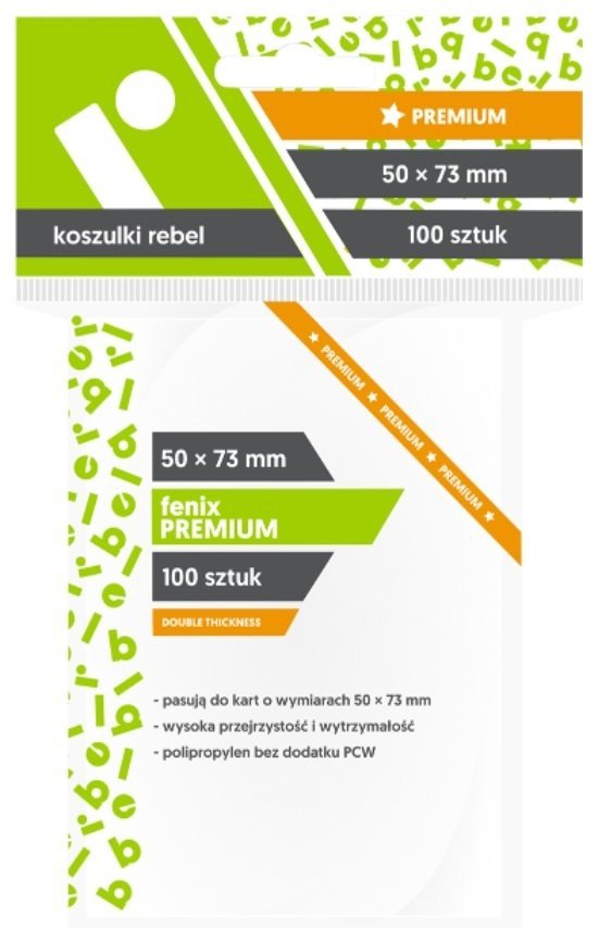 Koszulki na karty Rebel (50x73 mm) &quot;Fenix Premium&quot;, 100 sztuk