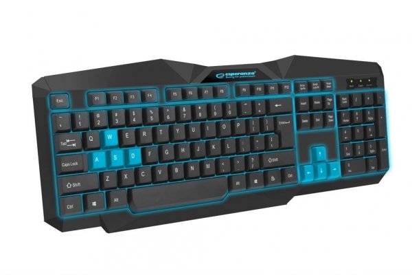 EGK201B ESPERANZA TIRIONS - Klawiatura GAMING PODŚWIETLANA USB- CZARNO-NIEBIESKA