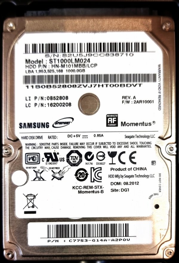 UŻYWANY Samsung ST1000LM024 1TB SATA2 5400 obr./min.