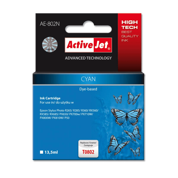 Tusz Activejet AE-802N (zamiennik Epson T0802; 13.5 ml; cyan)