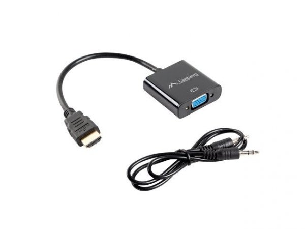 Kabel adapter Lanberg AD-0017-BK HDMI-A (M) -|} VGA (F) + Audio czarny