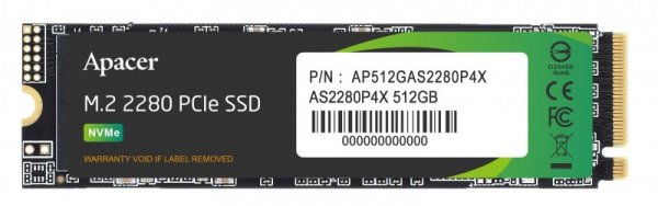 Dysk SSD Apacer 512GB M.2 AS2280P4X PCIe NVMe Gen3 x4 2280 (2100/1700 MB/s)